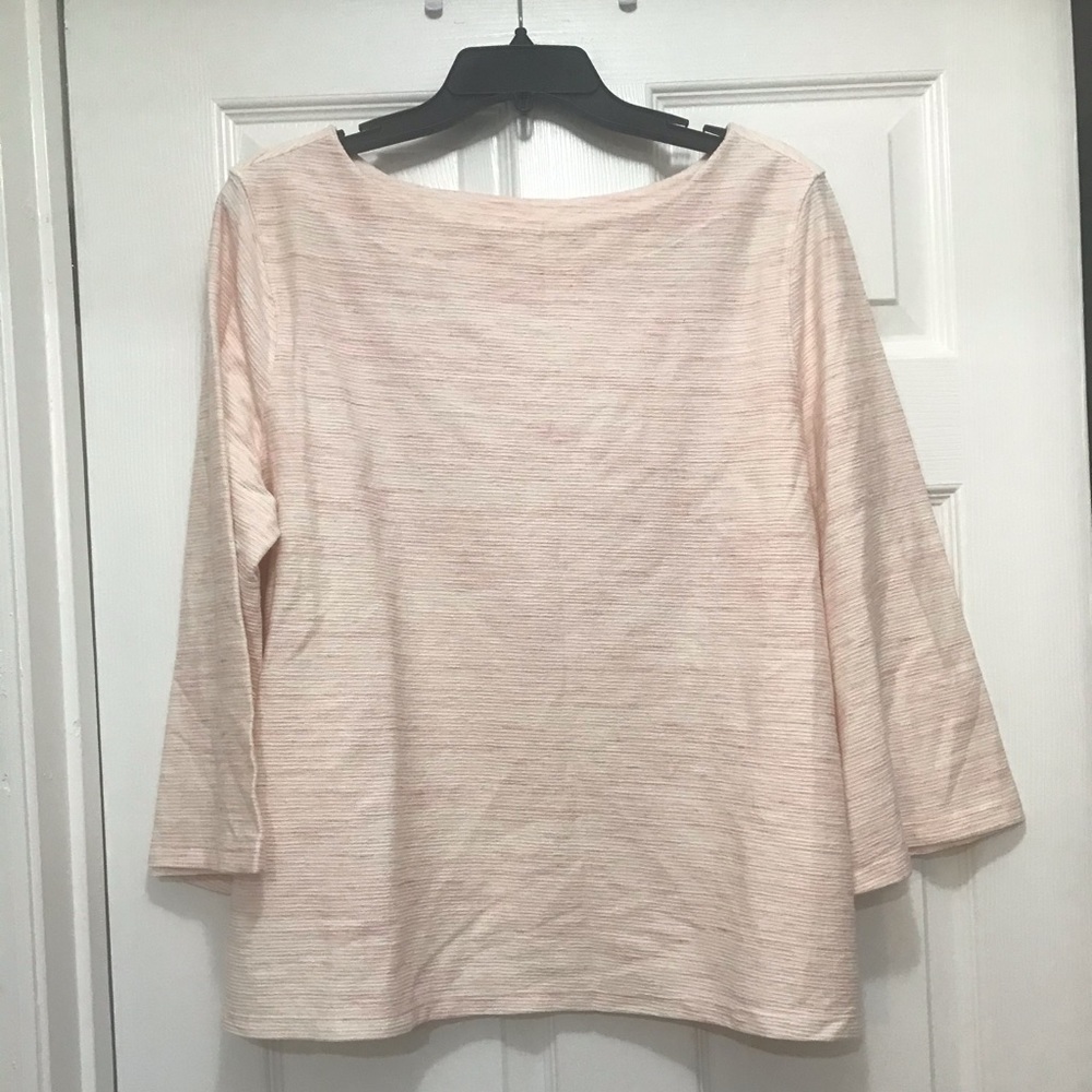 Long sleeve top.  Pink/white/coral threading.